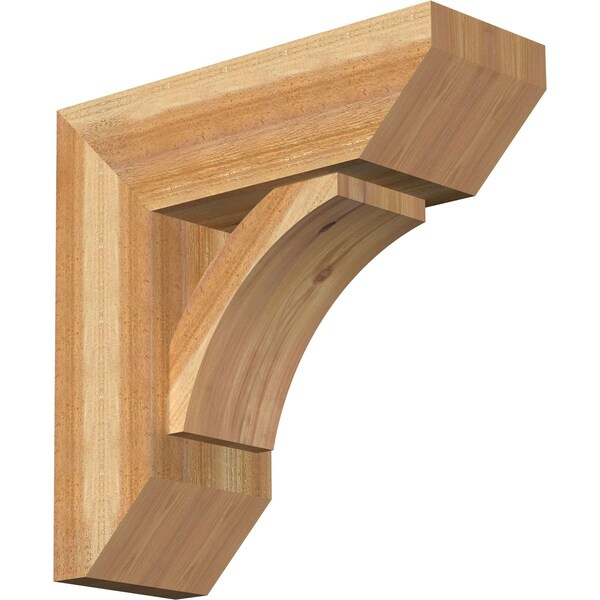 Ekena Millwork Thorton Slat Rough Sawn Bracket w/ Offset Brace, Western Red Cedar, 8"W x 22"D x 22"H BKT0806X22X22THR06RWR - main